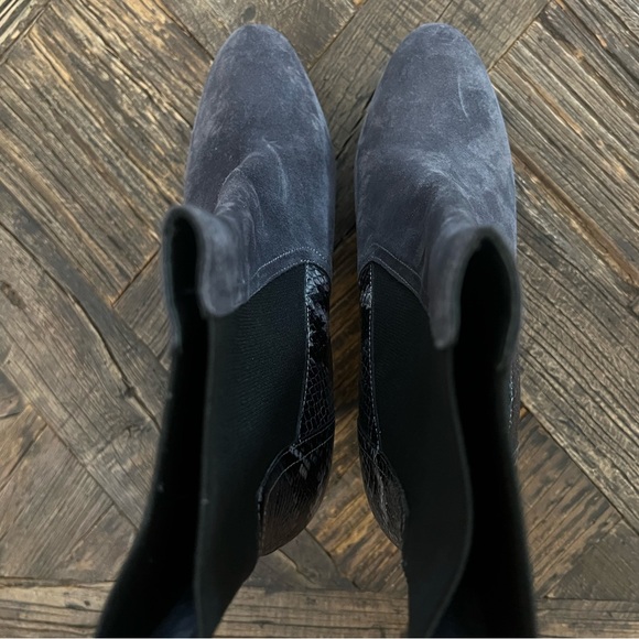 All Saints Gray and Black Heeled Boots with Chunky Heel - Picture 6 of 8